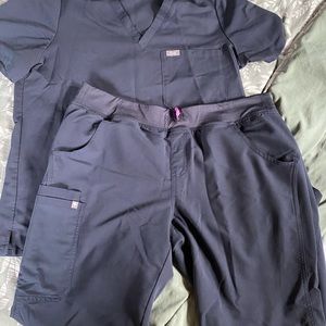 GUC size L denim blue Figs scrub set.